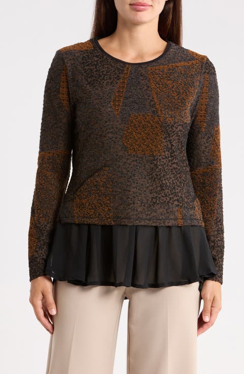 Mixed Media Long Sleeve Twofer Top
