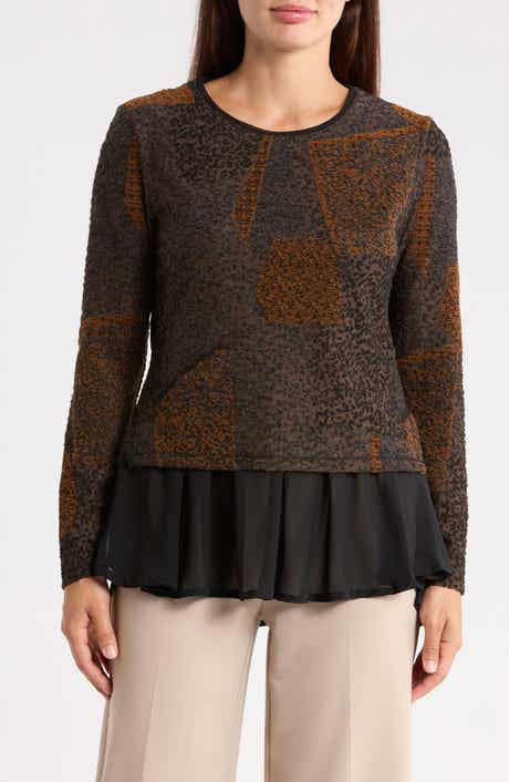 Mixed Media Long Sleeve Twofer Top