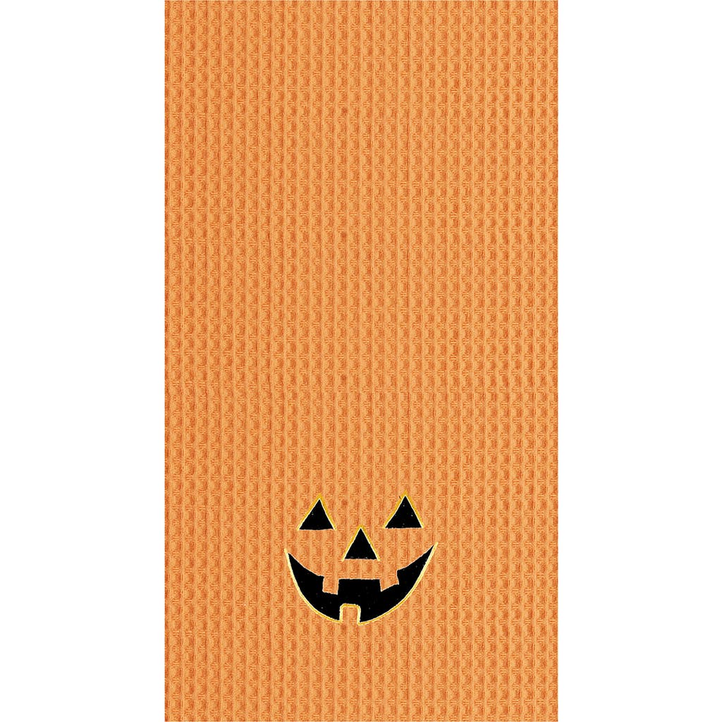 C & F Home C&f Home Jack O' Lantern Pumpkin Halloween Waffle Weave Cotton Kitchen Towel In Orange