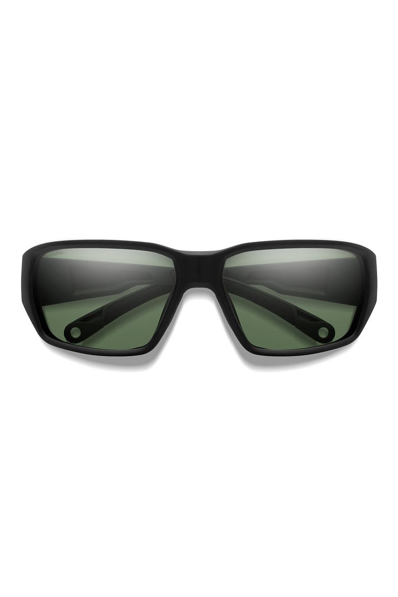 Hookset 62mm ChromaPop™ Polarized Oversize Wraparound Sunglasses, Main, color, BLACK / CHROMAPOP GRAY GREEN