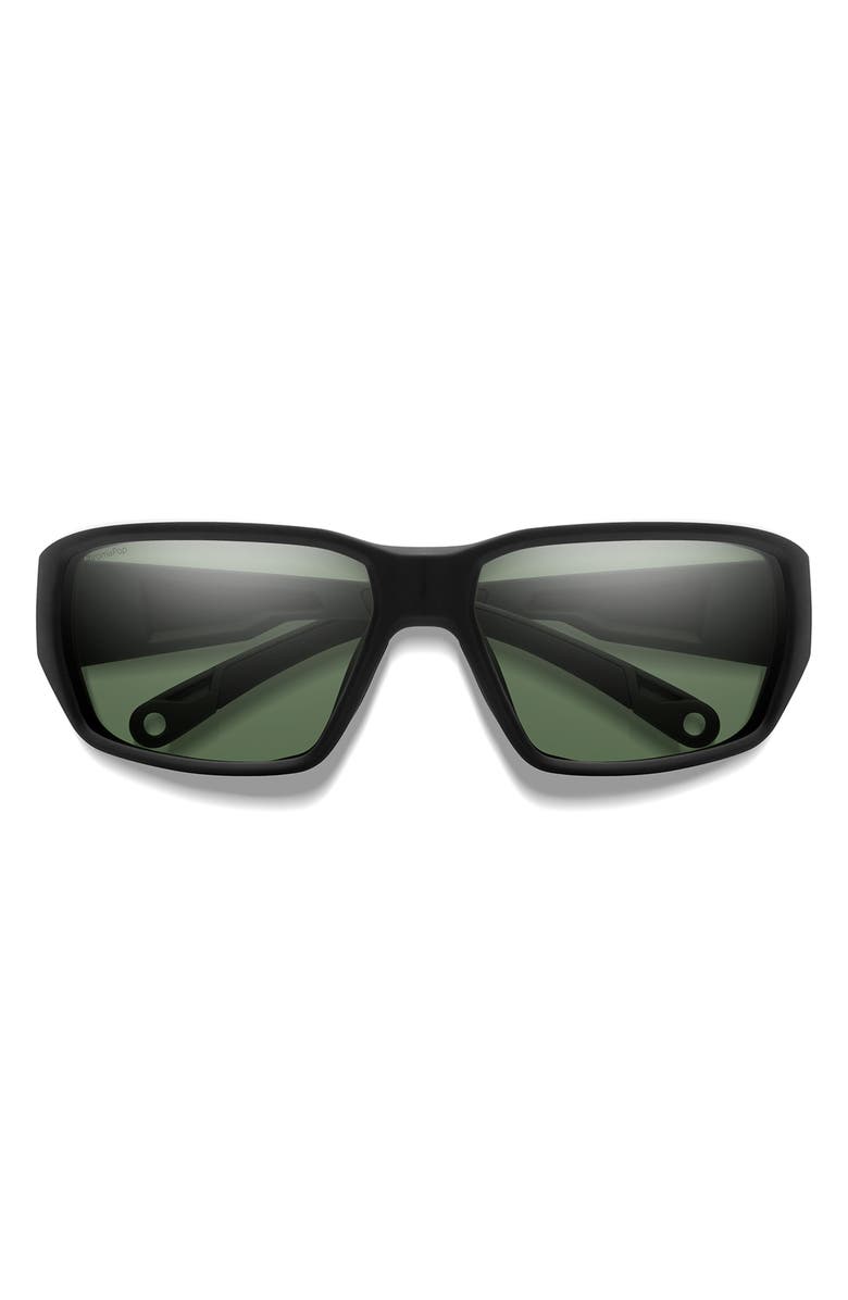 Smith Hookset 62mm ChromaPop<sup>™</sup> Polarized Oversize Wraparound Sunglasses, Main, color, Black / Chromapop Gray Green