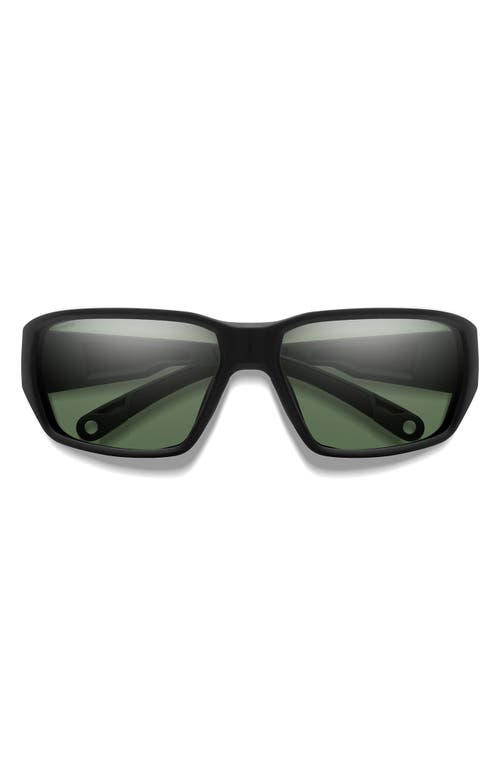 Smith Hookset 62mm Chromapop™ Polarized Oversize Wraparound Sunglasses In Black/chromapop Gray Green