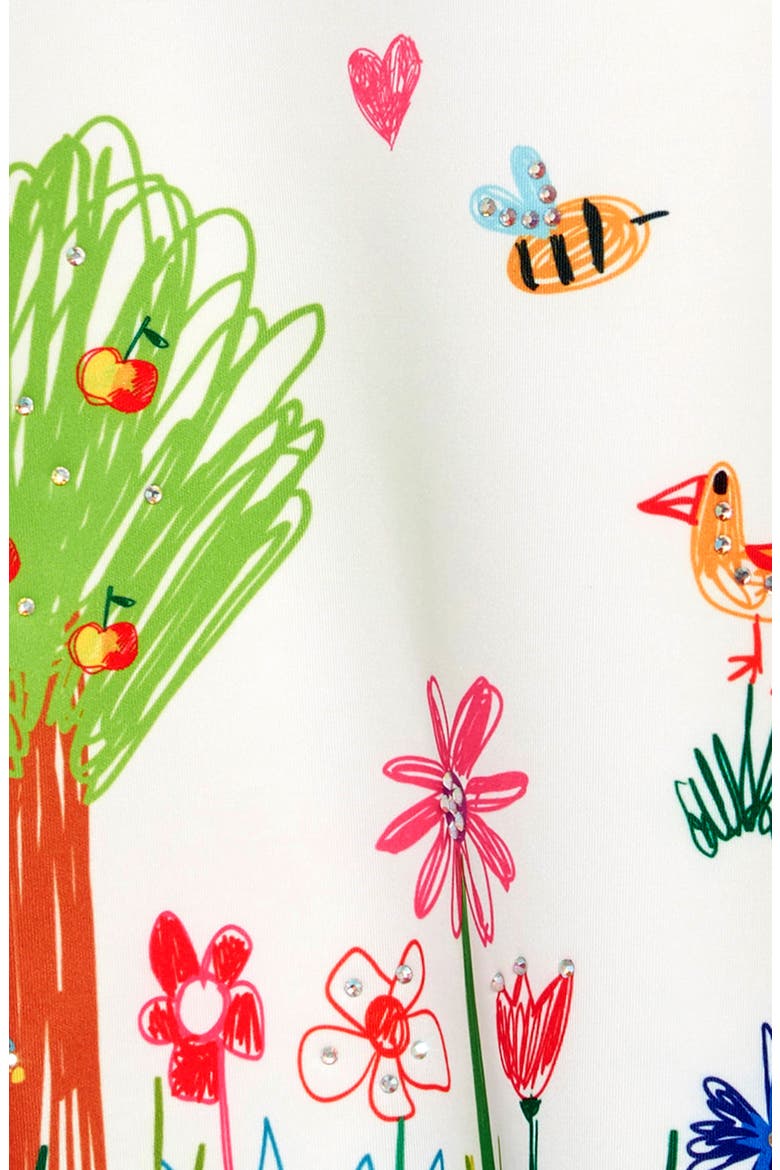 Colorful Drawing Cold-Shoulder Dress, Alternate, color, WHITE