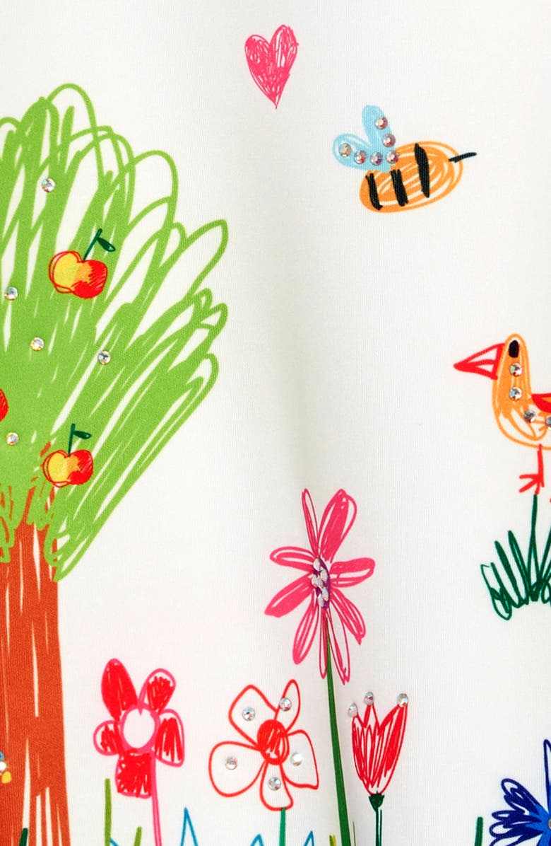 Truly Me Colorful Drawing Cold-Shoulder Dress, Alternate, color,