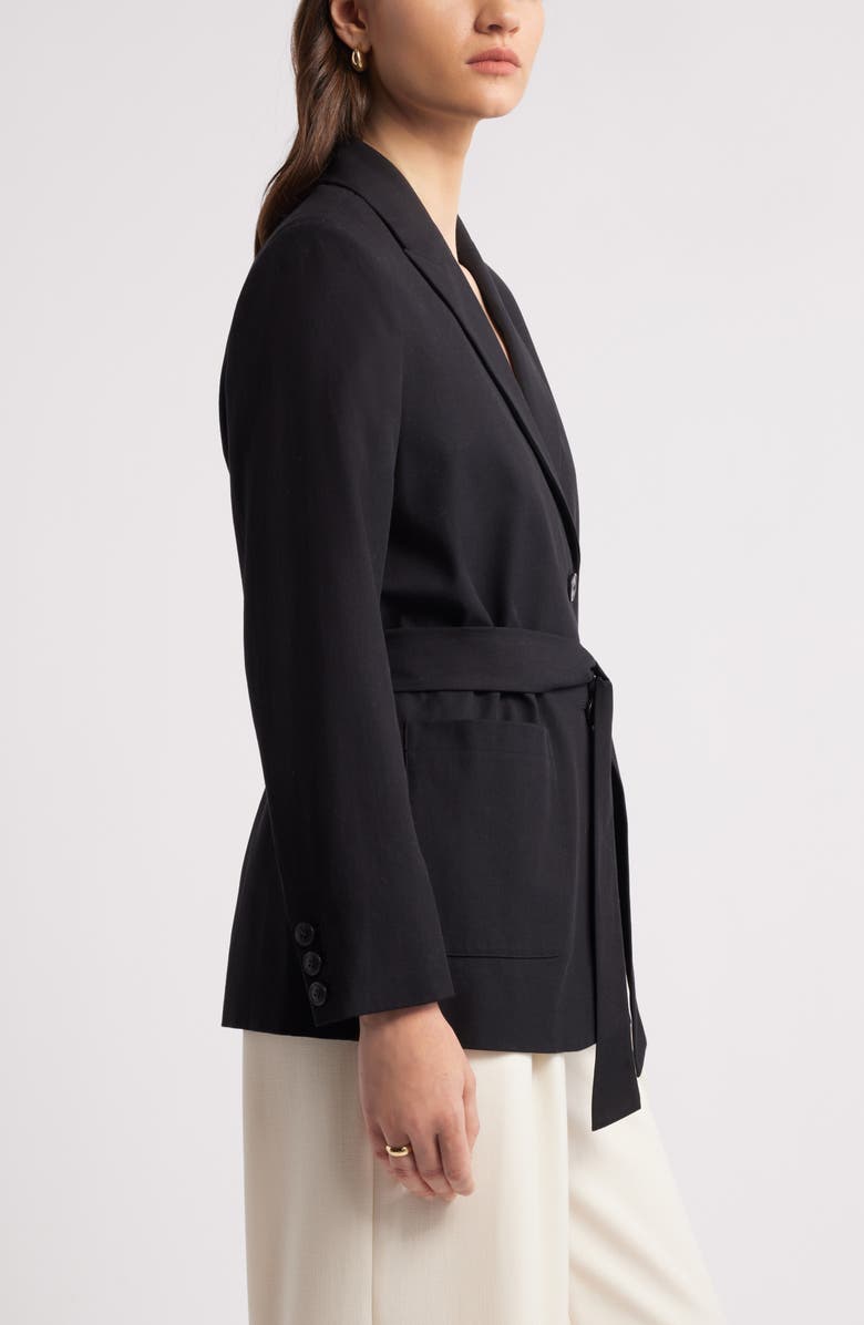Nordstrom Single Breasted Belted Blazer, Alternate, color, Black