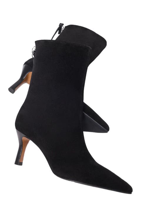 Pointed-toe Suede Ankle Boots
