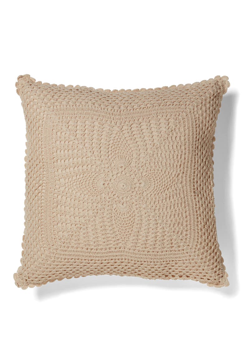 Esme Crochet Throw Pillow, Main, color, ECRU