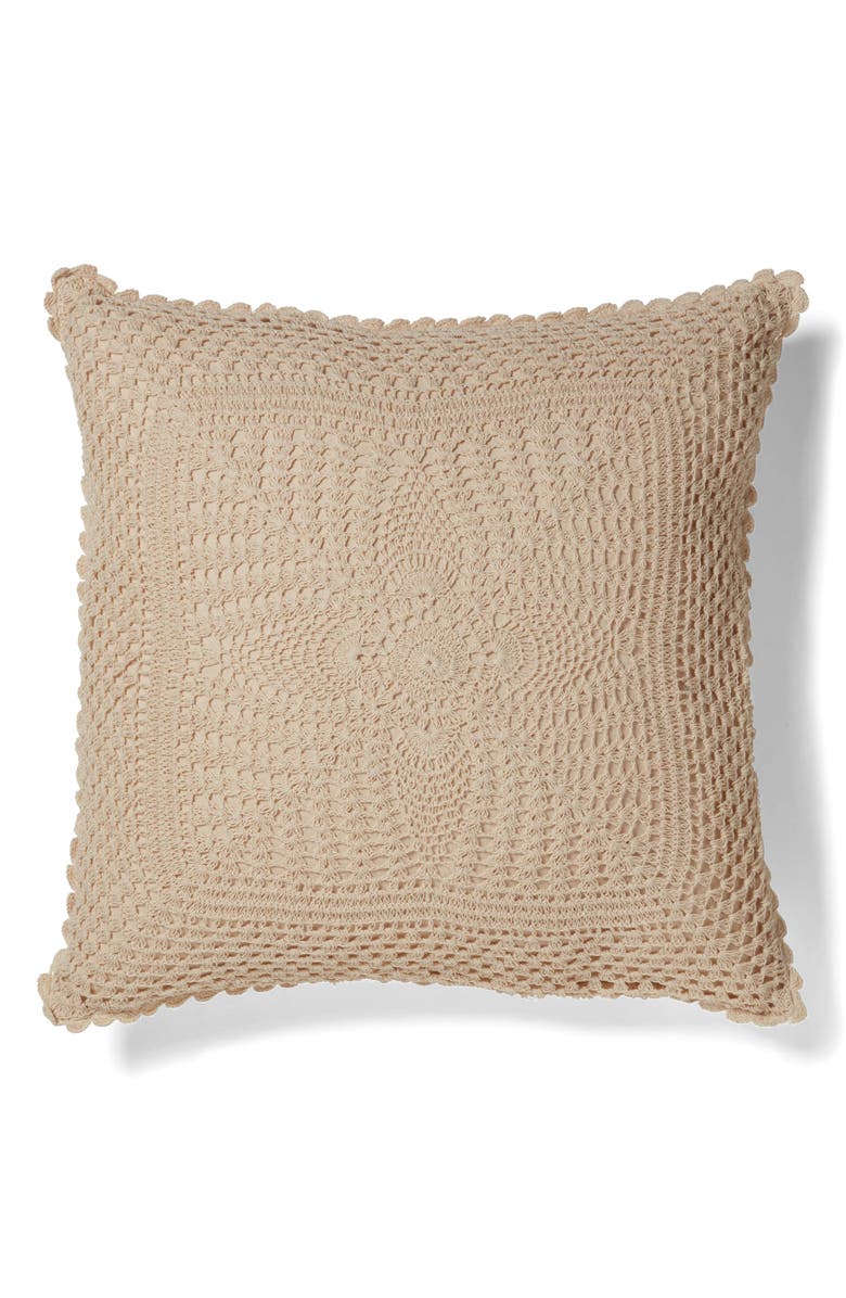 ROSELLI TRADING COMPANY Esme Crochet Throw Pillow, Main, color, Ecru