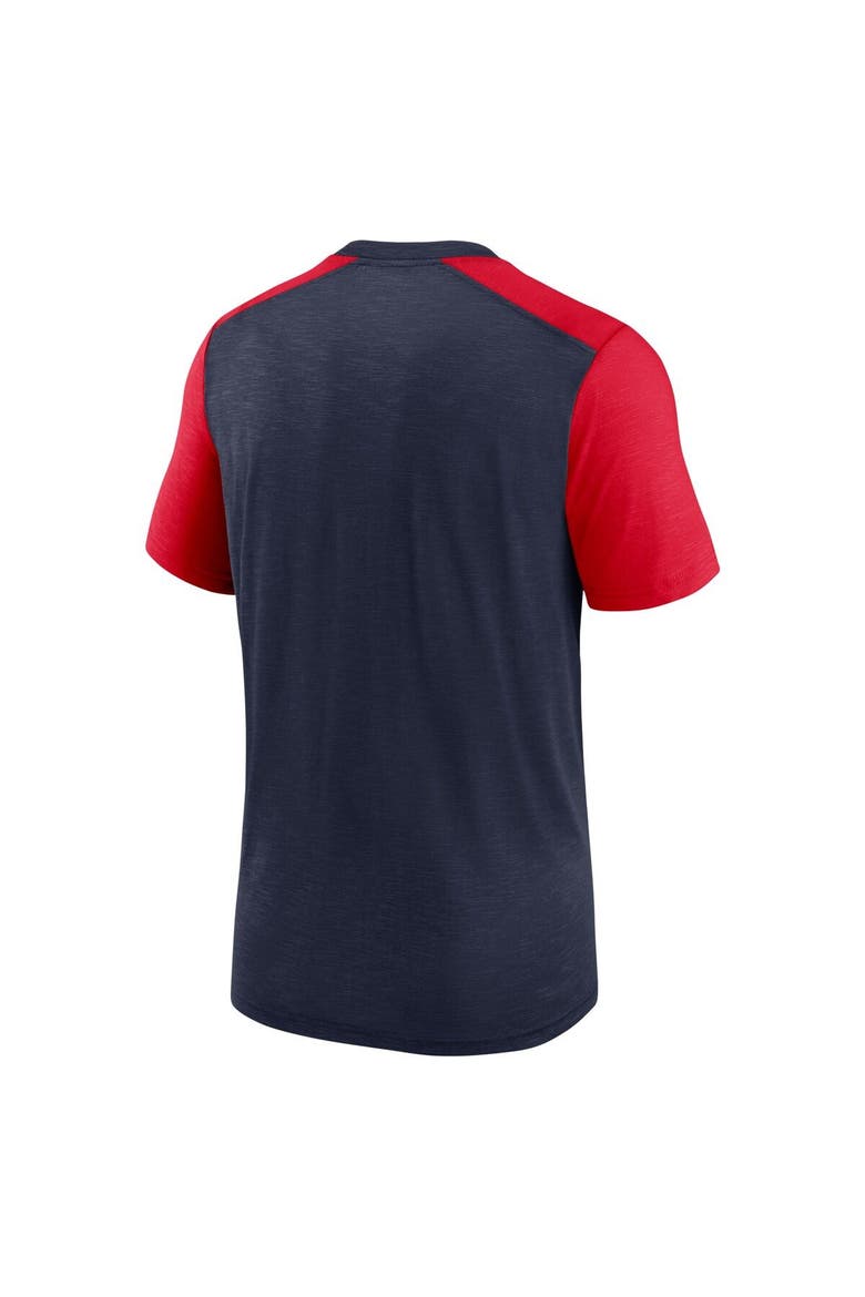 Men's Nike Heathered Navy/Heathered Red New England Patriots Color Block Team Name T-Shirt, Alternate, color, Heather Navy