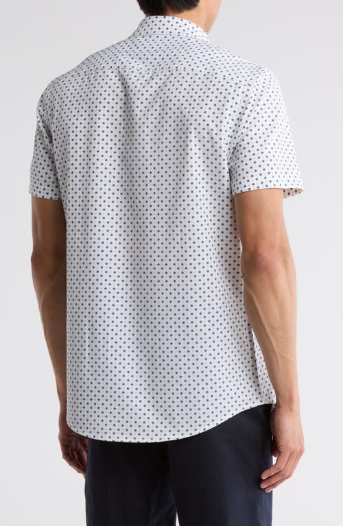 14th & Union Short Sleeve Performance Button-up Shirt In White Diamond Foulard
