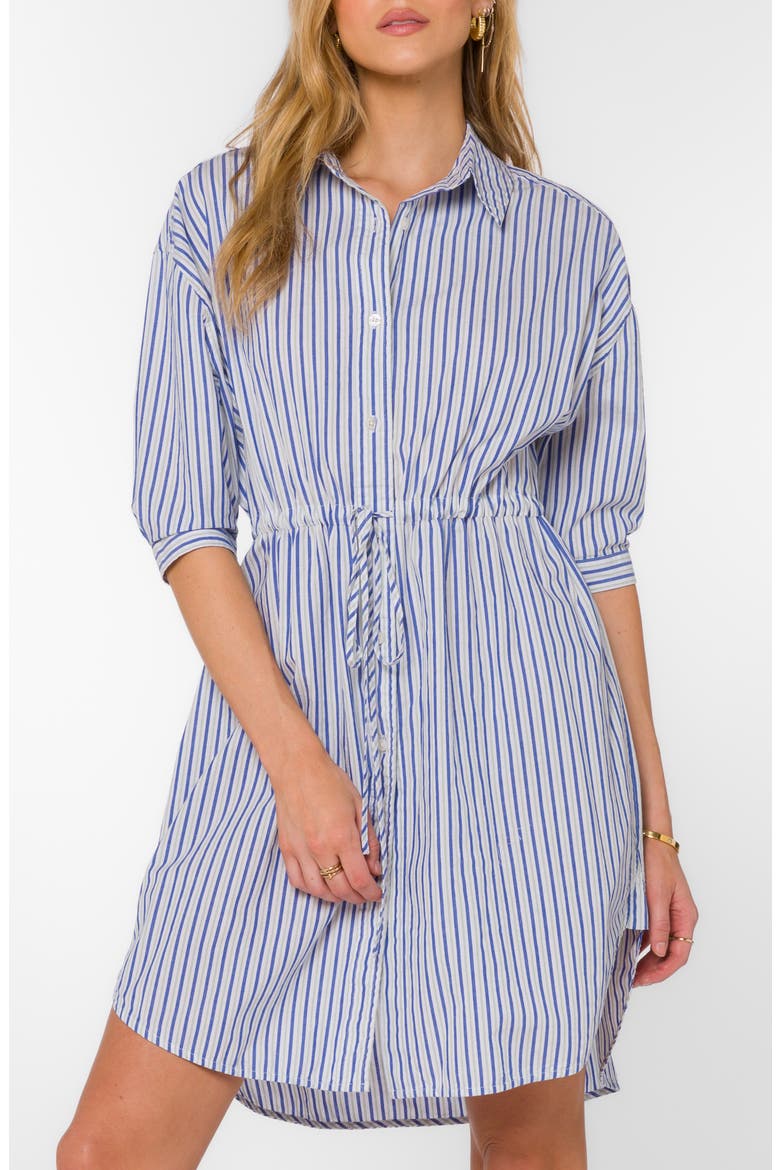 Stripe Drawstring Waist Shirtdress, Main, color, OIA BLUE STRIPE