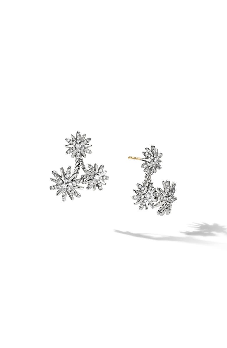 David Yurman Starburst Cluster Earrings in Sterling Silver with Pavé Diamonds, Main, color, Diamond/ Silver