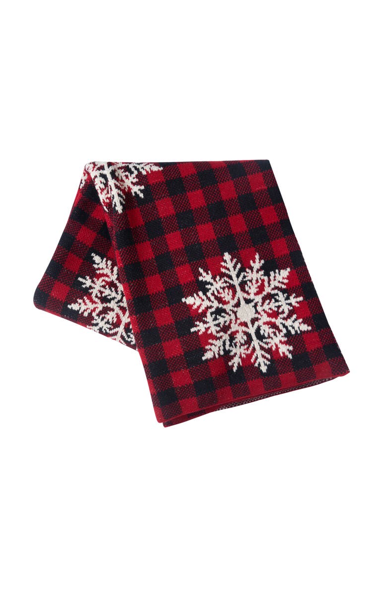 C&F Home 50" x 60" Plaid Red Checkered Snowflake Design Premium Accent Christmas Winter Holidays Throw Blanket, Main, color, Red