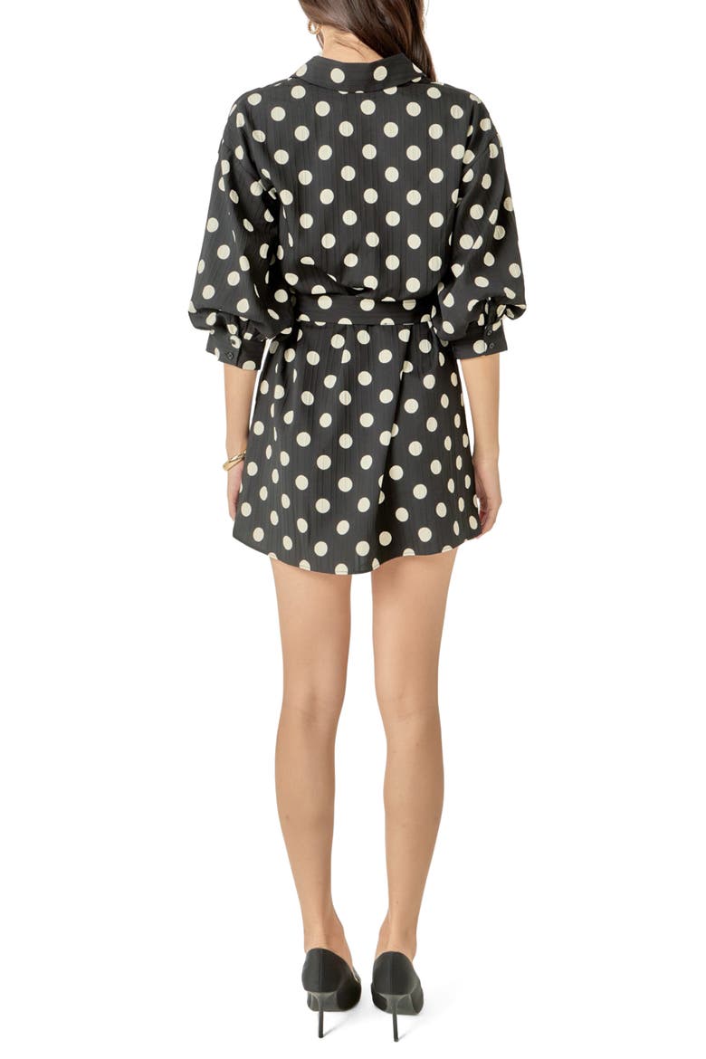 Belted Shirt Minidress, Alternate, color, BLACK