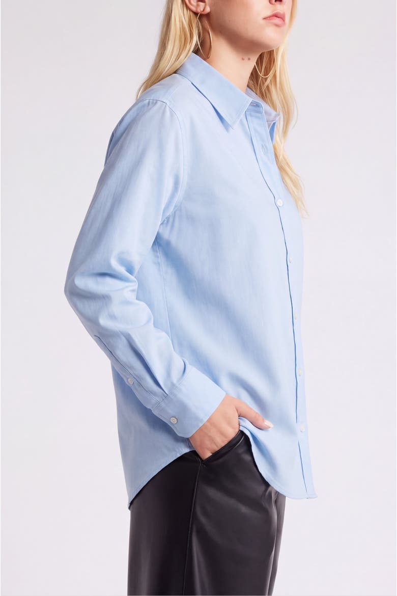 Tailored Long Sleeve Organic Cotton Button-Up Shirt, Alternate, color, Sky Blue