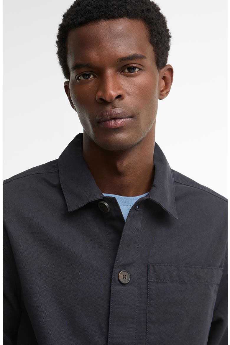 Tartan Trim Washed Cotton Shirt Jacket, Alternate, color, DARK NAVY