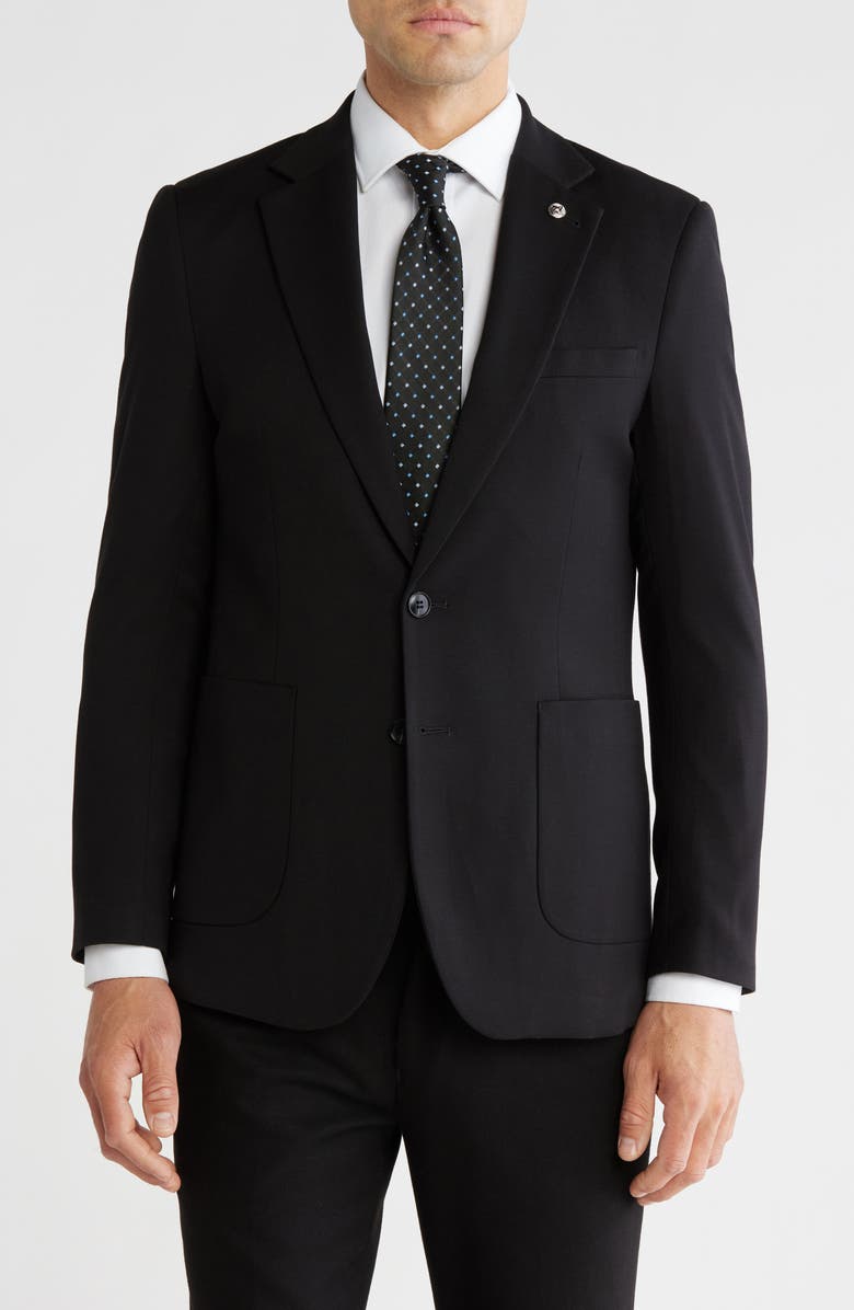 Tahari Slim Fit Sharkskin Blazer, Main, color, Black