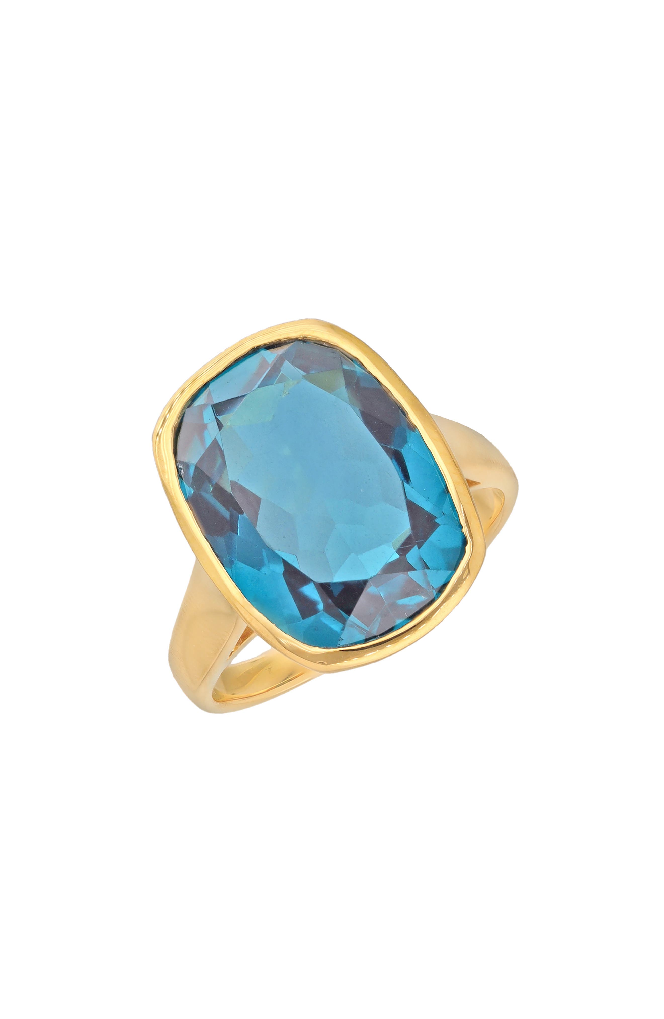 YS GEMS Cushion Cut Blue Quartz Ring
