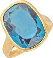YS GEMS Cushion Cut Blue Quartz Ring