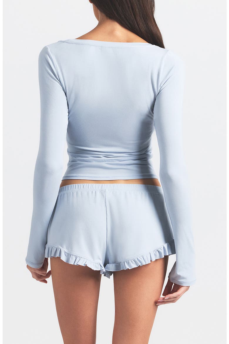 Scoop Neck Top & Shorts Pajamas, Alternate, color, ZEN BLUE