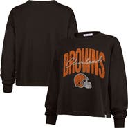 '47 Women's '47 Brown Cleveland Browns Muse Sydney Long Sleeve Cropped T-Shirt