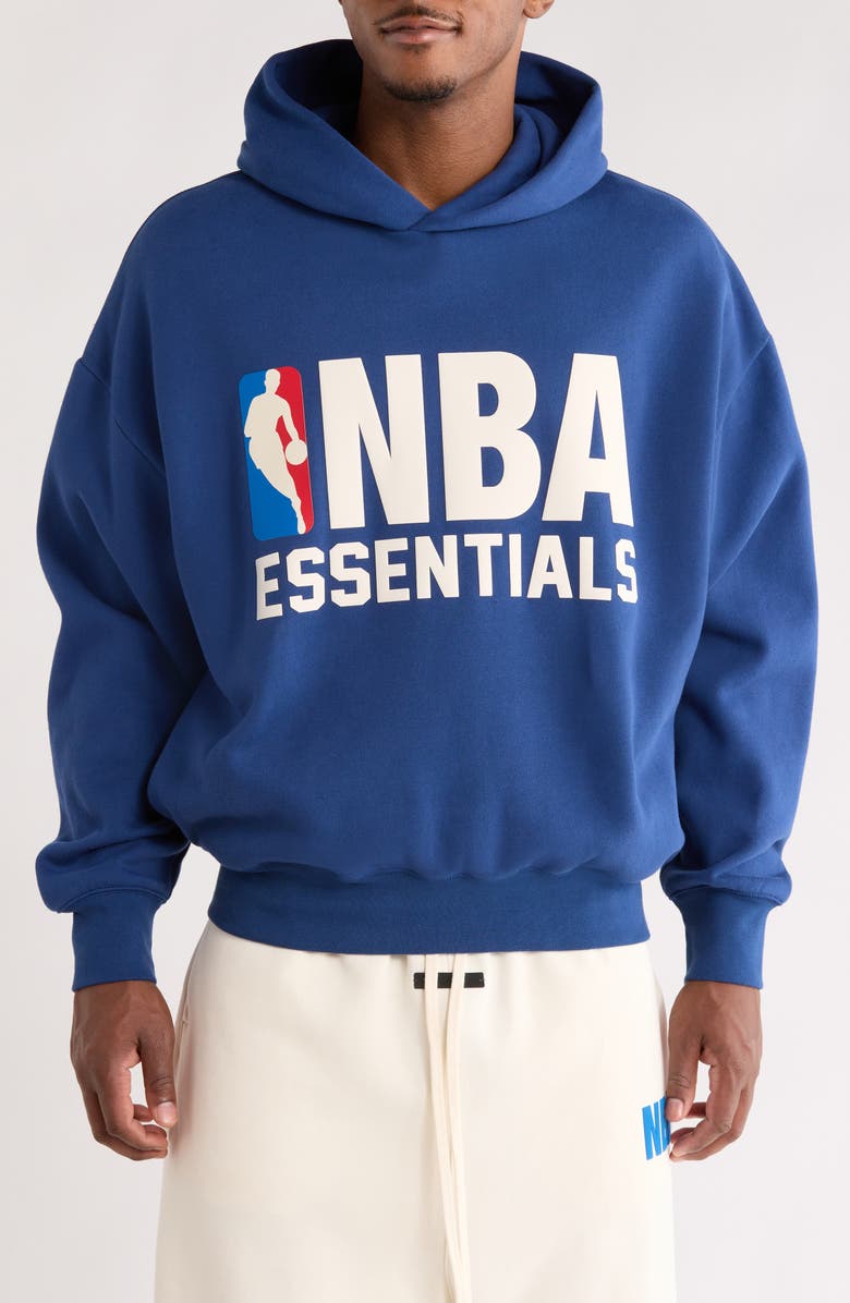 Fear of God Essentials x NBA Cotton Blend Hoodie, Main, color, Estate Blue