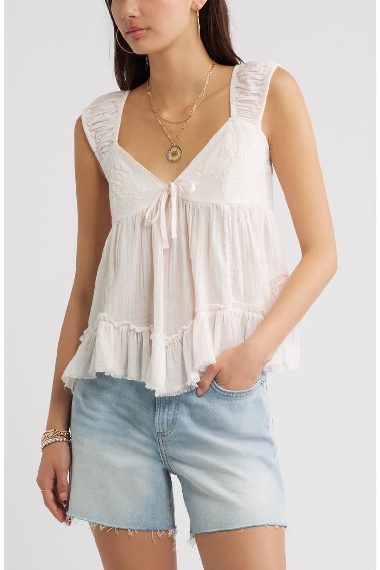 Cap Sleeve Cotton Babydoll Top, Main, color, PINK HEAVEN