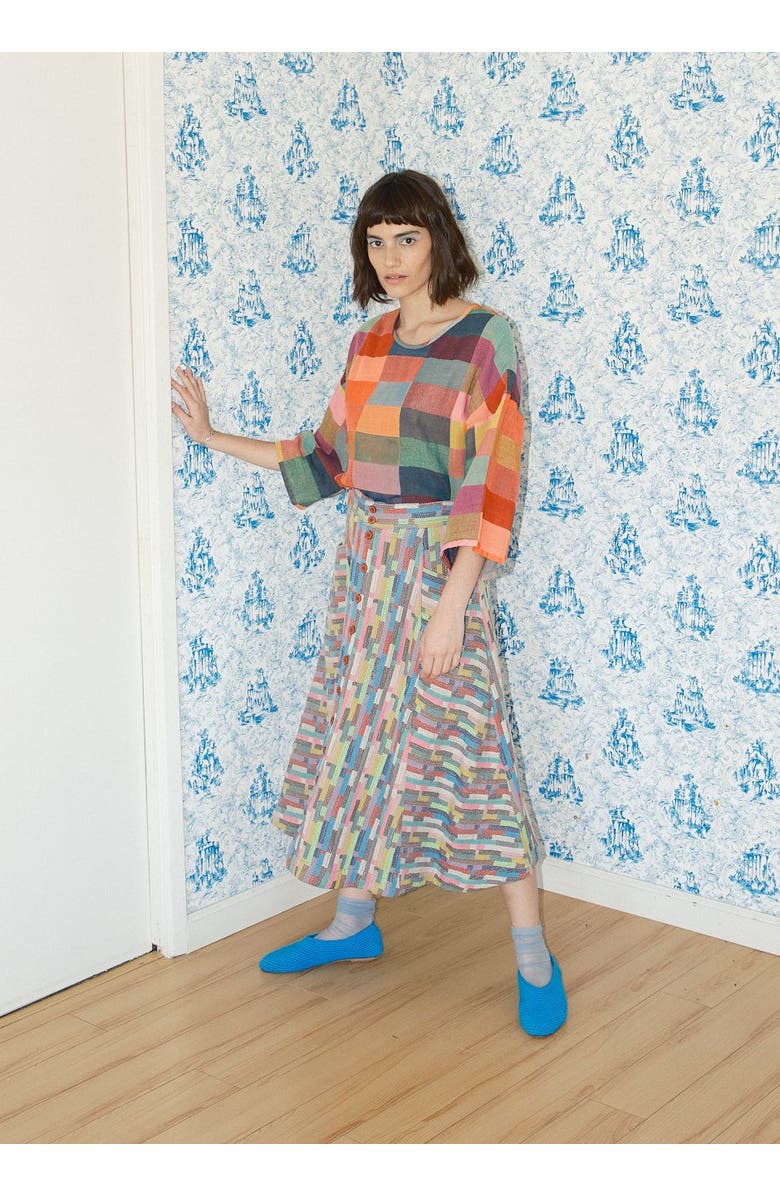 Ace & Jig Gertie Skirt Button Front Midi Skirt, Alternate, color, Trivia