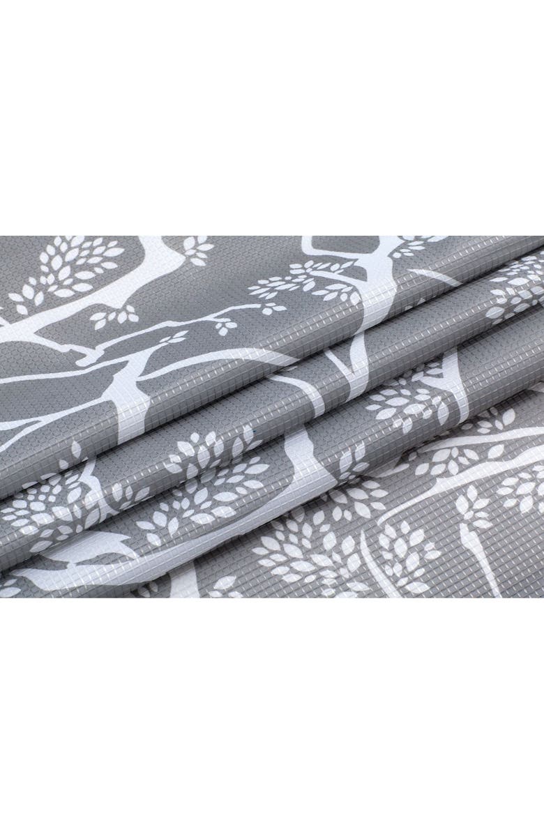 DAINTY HOME Birds Breeze Textured Waffle Weave Shower Curtain, Alternate, color, Silver