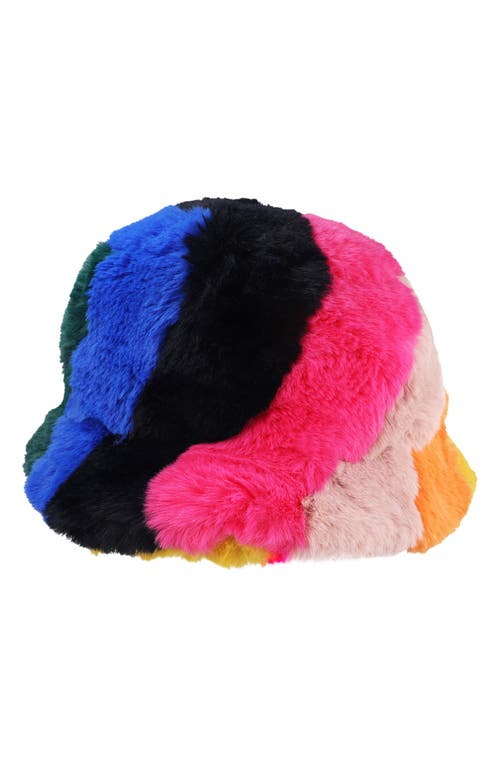 Kurt Geiger London Faux Fur Rainbow Bucket Hat In Multi