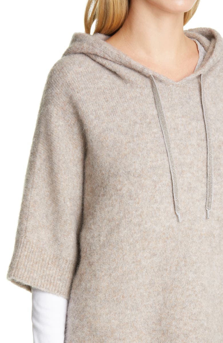 Fabiana Filippi Wool & Alpaca Blend Bouclé Hoodie, Alternate, color,