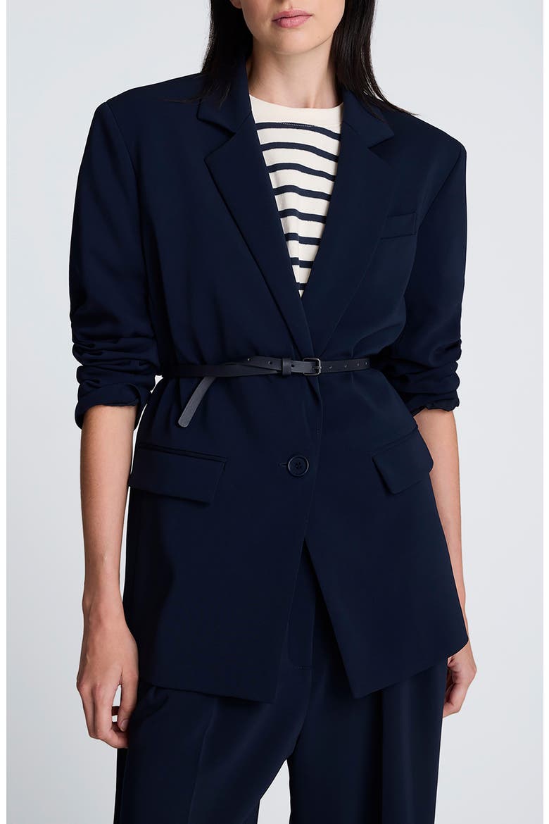 Luxe Twill Belted Blazer, Main, color, DARK NAVY