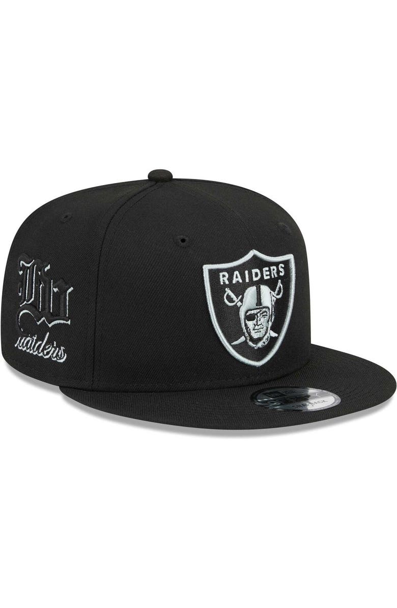 New Era Men's New Era Black Las Vegas Raiders Goth Side Script 9FIFTY Snapback Hat, Main, color, 