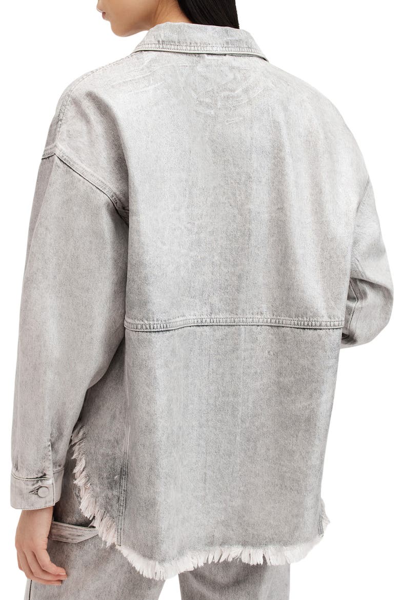 Hettie Raw Hem Denim Shacket, Alternate, color, COATED SILVER