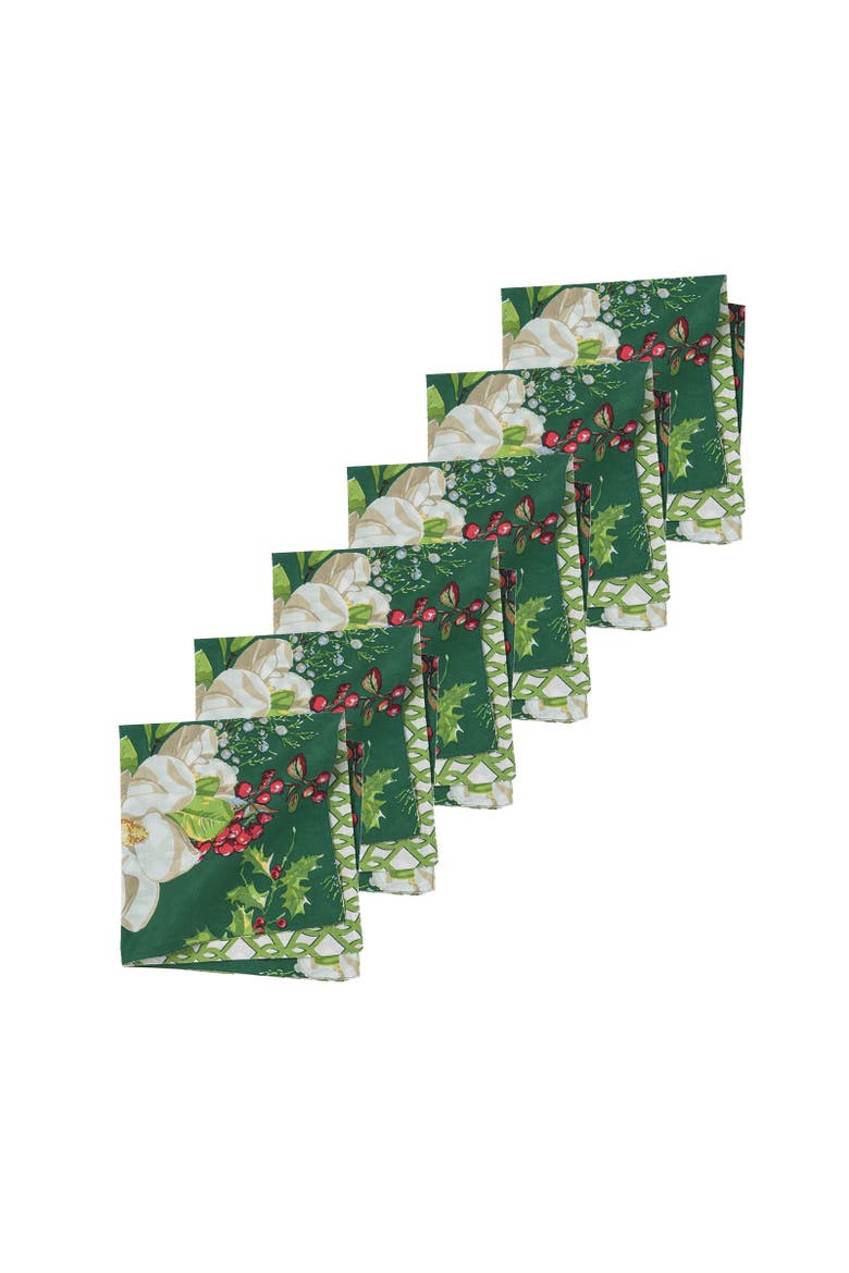Bella Magnolia Napkin Set6 Decor, Main, color, Green