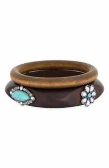 Set of 2 Flower Wood Bangles