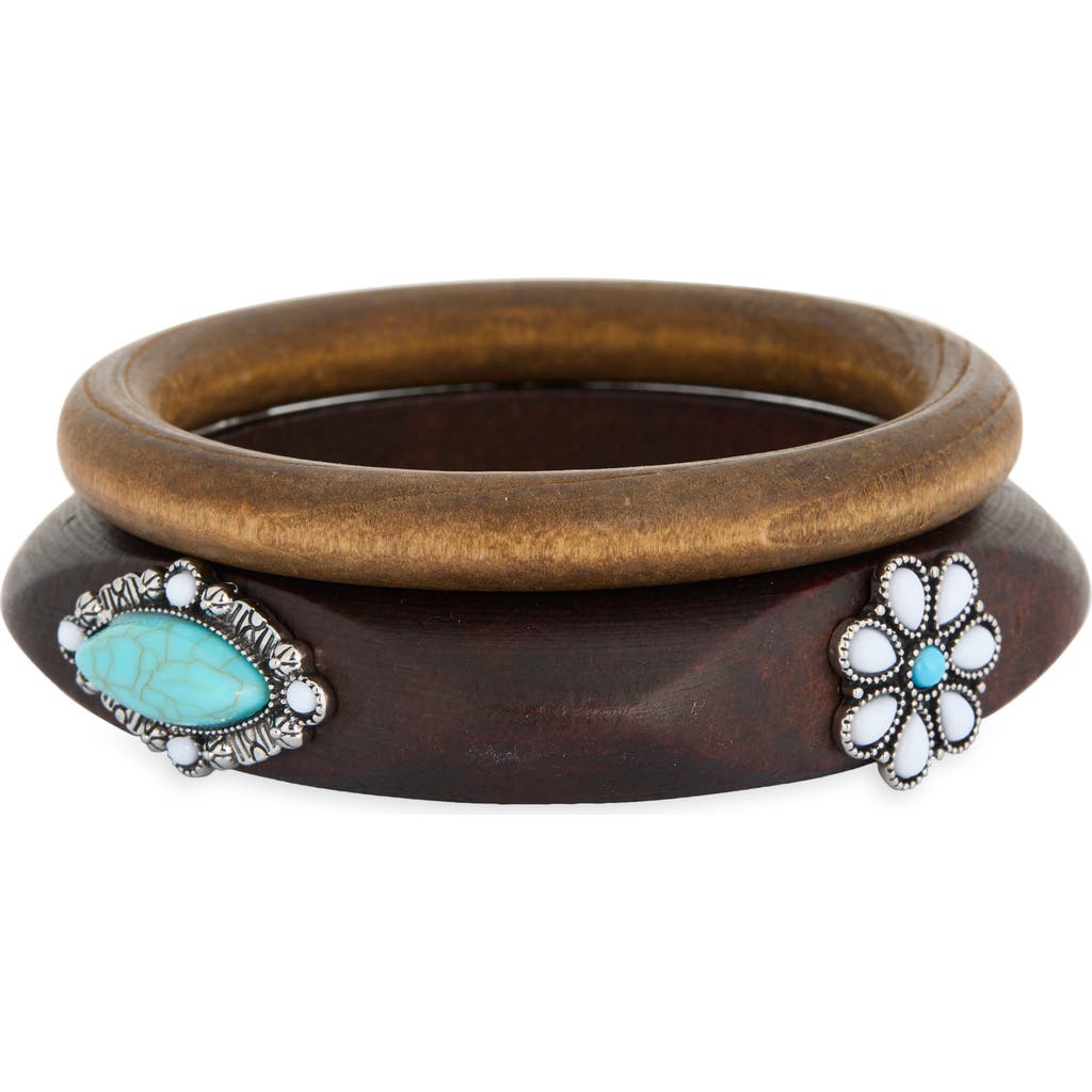 Leith Set Of 2 Flower Wood Bangles