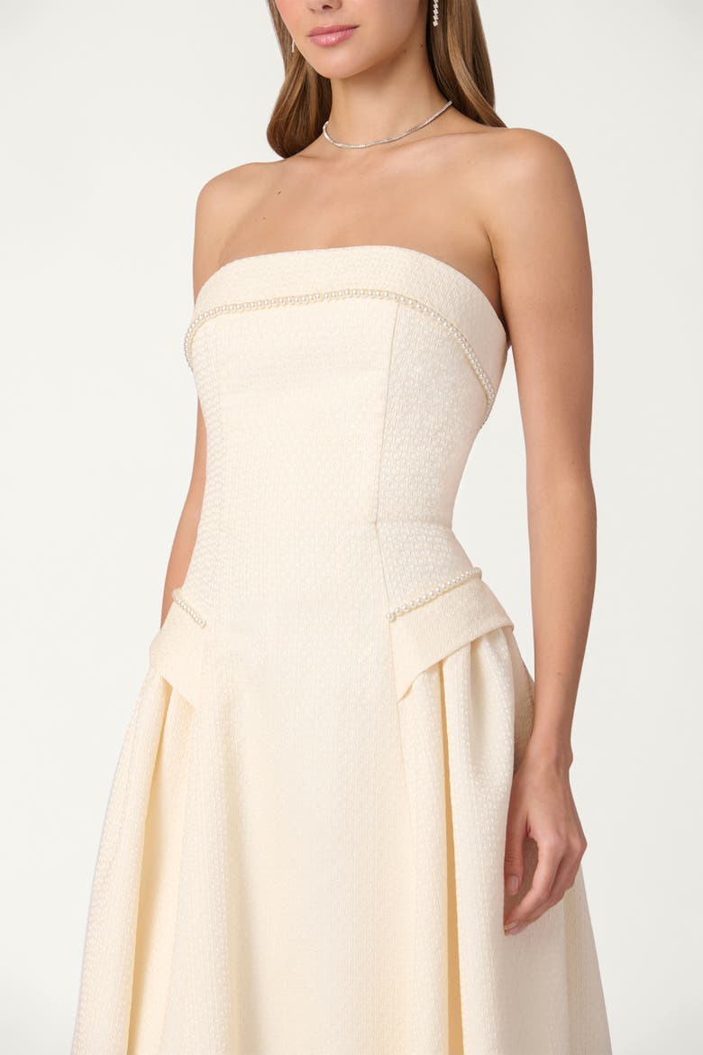 Midnight Pearl Embellished Jacquard Remington Dress, Alternate, color, White