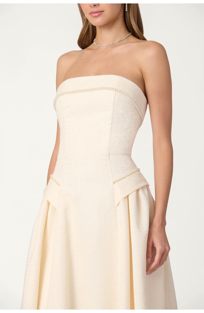Shoshanna Midnight Pearl Embellished Jacquard Remington Dress, Alternate, color, White