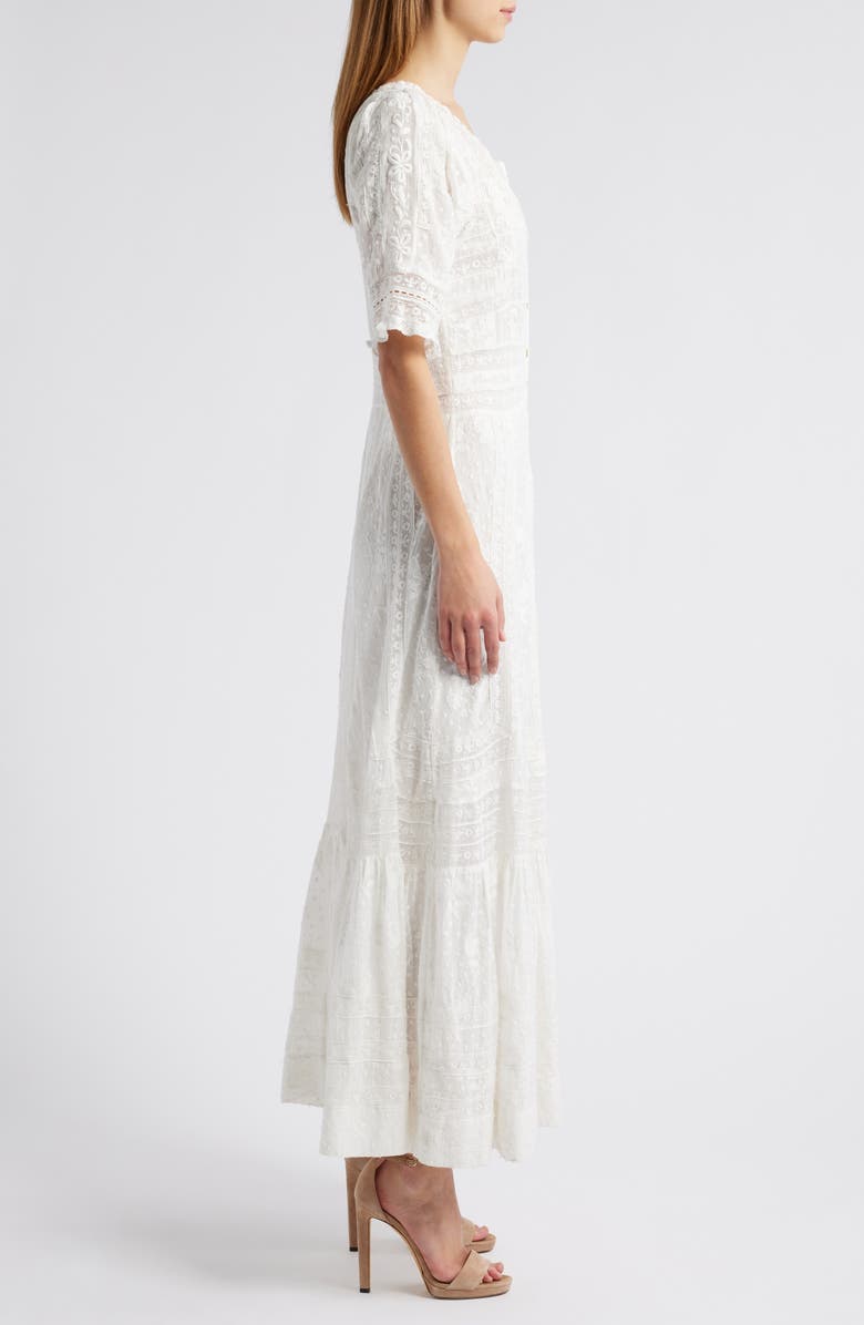 LoveShackFancy Minka Lace Maxi Dress, Alternate, color, True White
