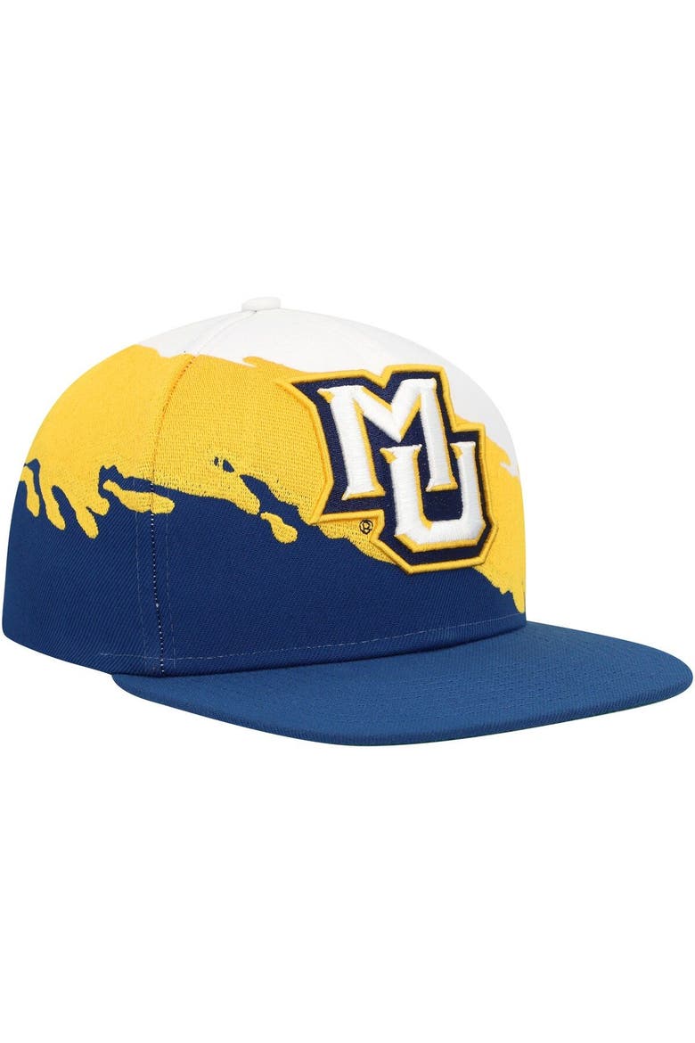 Men's Mitchell & Ness Navy/White Marquette Golden Eagles Paintbrush Snapback Hat, Alternate, color, Navy
