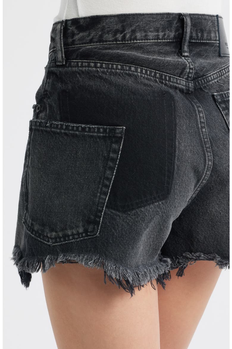Harrington Ripped Denim Cutoff Shorts, Alternate, color, BLACK