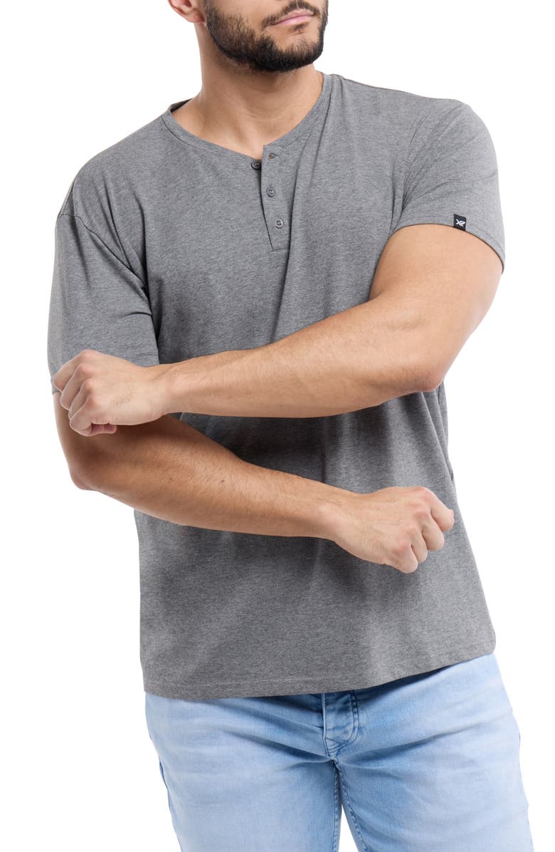 XRAY Short Sleeve Henley, Alternate, color, Charcoal/Charcoal