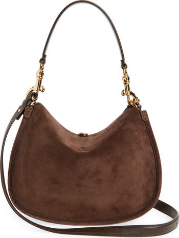 Belted Suede Hobo Bag