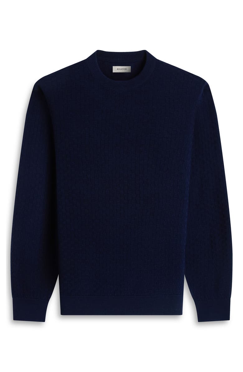 Bugatchi Basketweave Stitch Merino Wool Sweater, Alternate, color, Navy