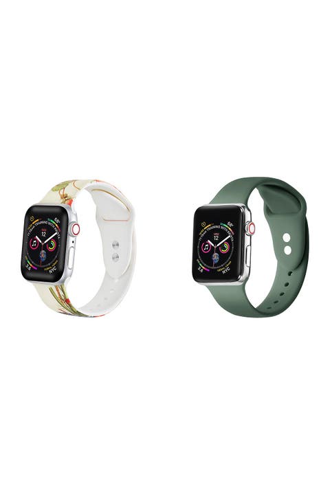 Assorted 2-Pack Floral & Silicone Apple Watch® Watchbands