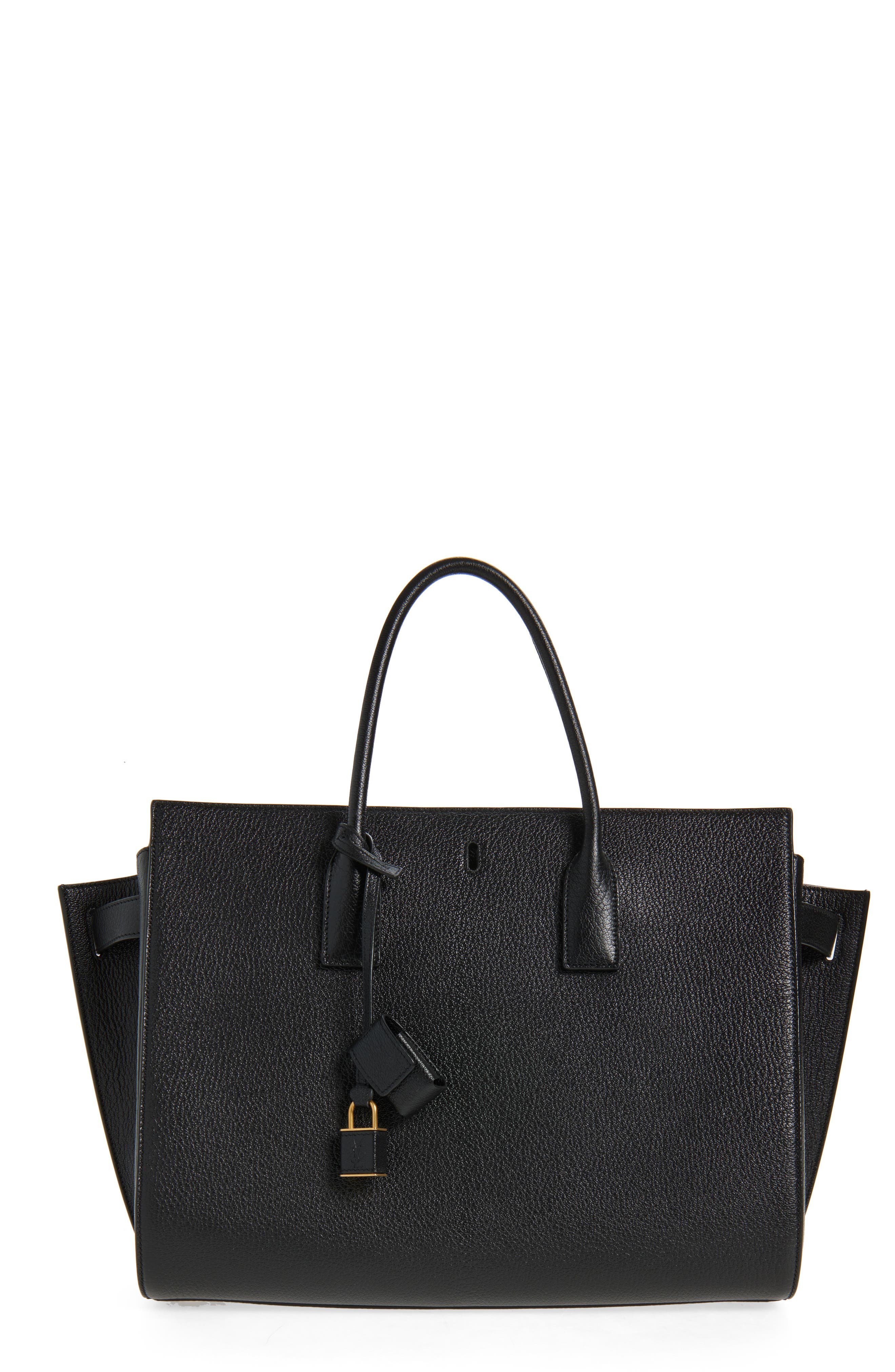 Saint Laurent Large Sac de Jour Leather Tote, Main, color, Black/ Toasted Brown