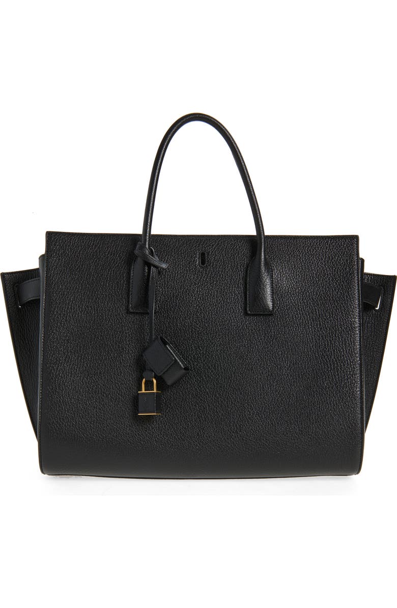 Saint Laurent Large Sac de Jour Leather Tote, Main, color, Black/ Toasted Brown