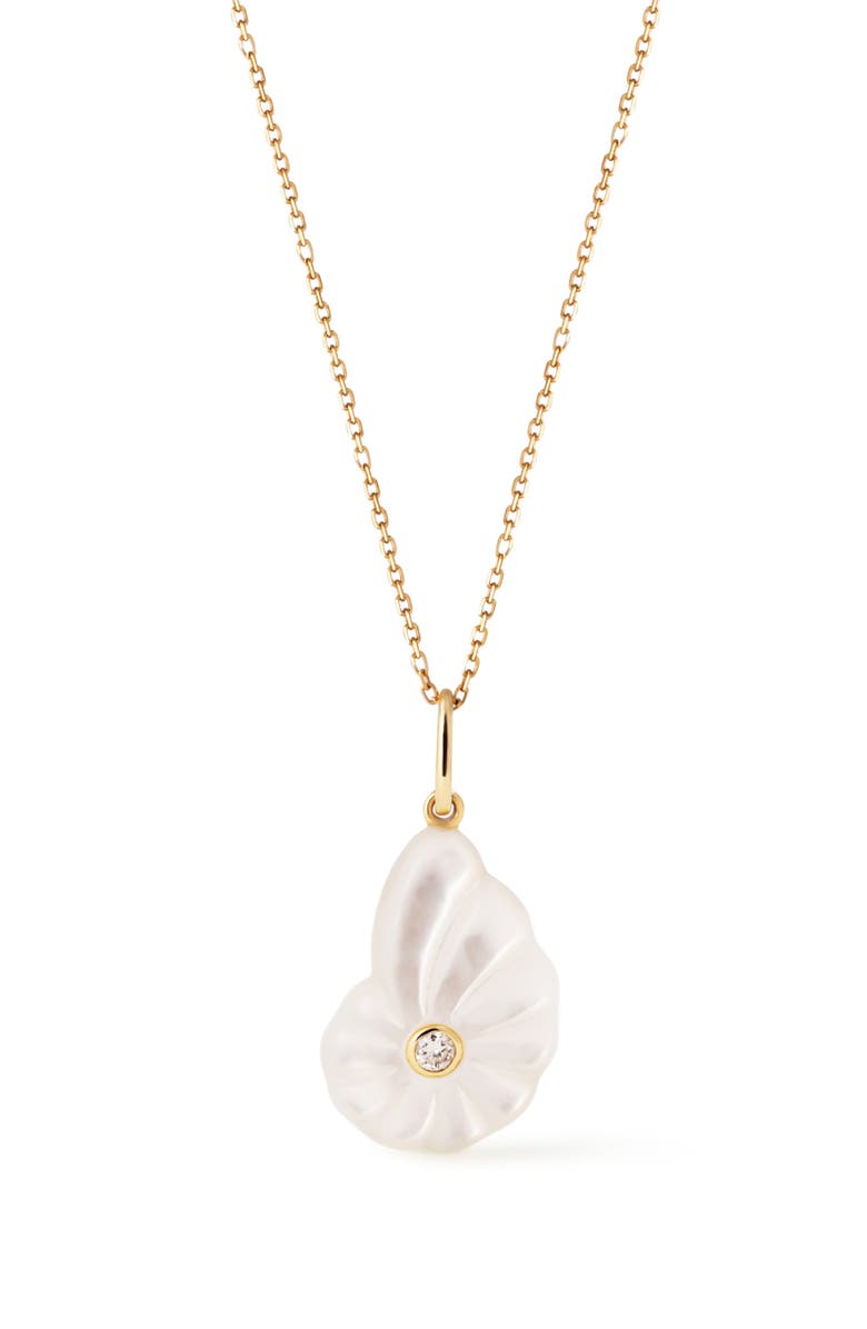 Ana Luisa Solid Yellow Gold - Mother of Pearl Shell Necklace, Main, color, Gold