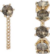 AllSaints Crystal Mismatched Hoop and Drop Earrings